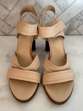 Nine West Blush Nude Strappy Block Heel Sandals